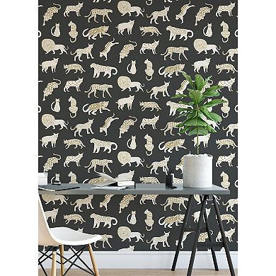 WallPops Leah Duncan Kitty Kitty Tangerine Peel and Stick Wallpaper