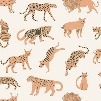 WallPops Leah Duncan Kitty Kitty Tangerine Peel and Stick Wallpaper