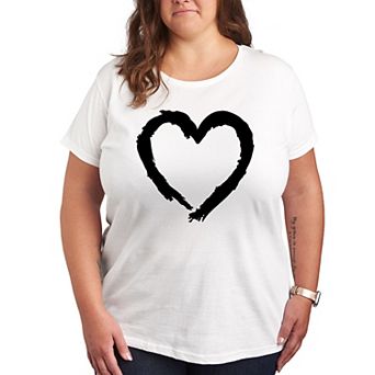 Plus Size Paintbrush Stroke Heart Graphic Tee