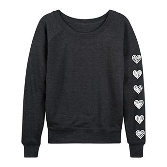 Plus Size Sketched Hearts French Terry Long Sleeve Tee