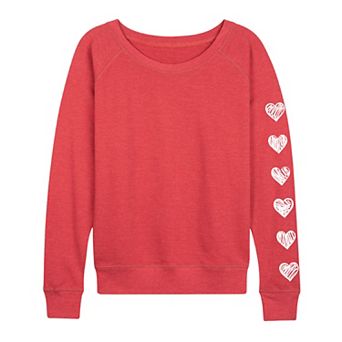 Plus Size Sketched Hearts French Terry Long Sleeve Tee