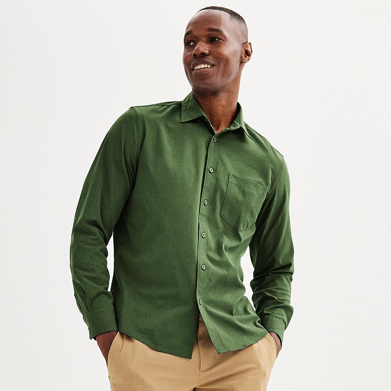 Men's FLX Performance Untucked-Fit Long Sleeve Button Down Shirt, Size: Large, Duffel Bag