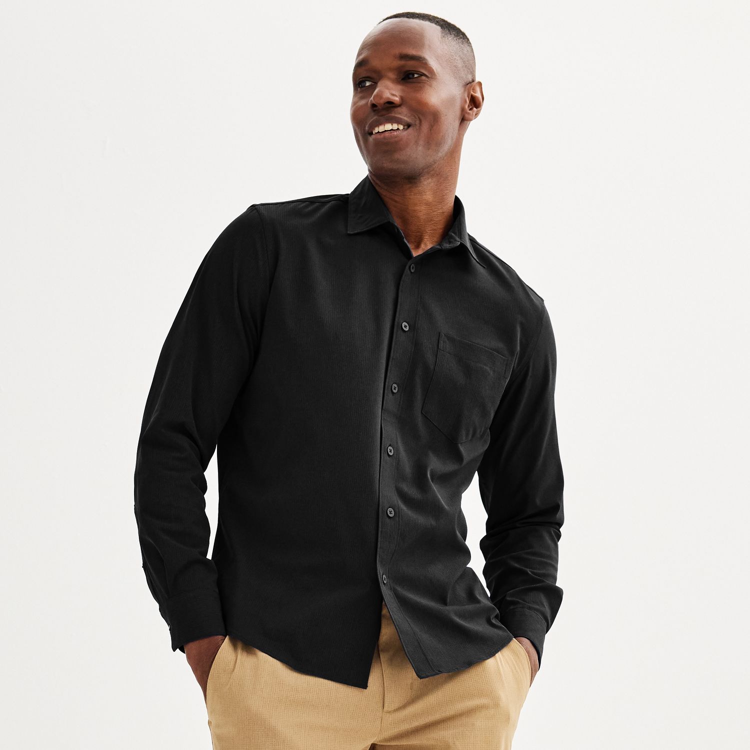 Mens Black Button-Down Shirts Long Sleeve Tops, Clothing | Kohl's