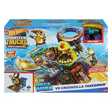 Hot Wheels Monster Truck Arena Smashers Mega-Wrex Vs. Crushzilla Takedown Playset