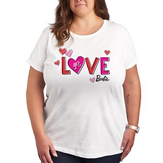 Plus Size Barbie Patterned Love Graphic Tee