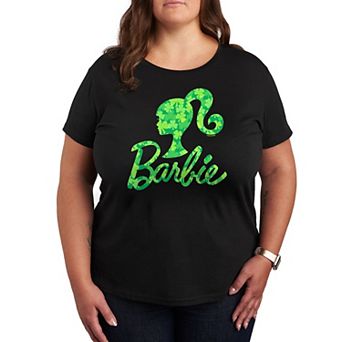 Plus Size Barbie Logo Shamrock Pattern Graphic Tee