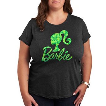 Plus Size Barbie Logo Shamrock Pattern Graphic Tee