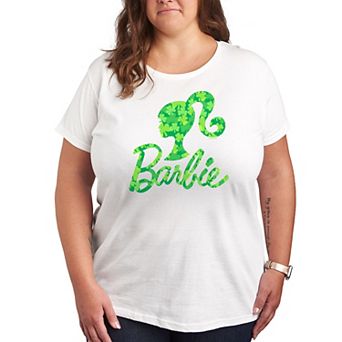 Plus Size Barbie Logo Shamrock Pattern Graphic Tee