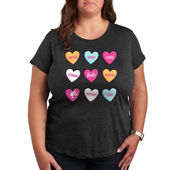 Plus Size Barbie Candy Hearts Graphic Tee