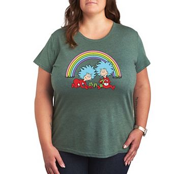 Plus Size Dr. Seuss Thing 1 2 Rainbow Graphic Tee