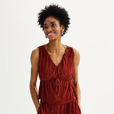 nine west peplum dress Women's Nine West Plisse Peplum V-Neck Tank Top