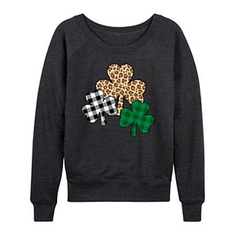 Women's Patterned Shamrocks French Terry Long Sleeve Tee