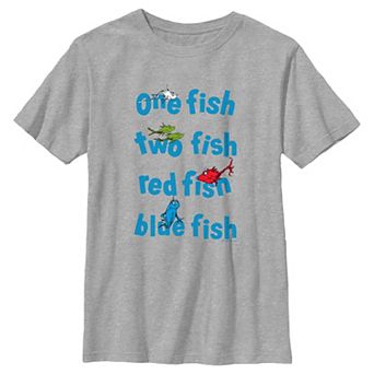 Boys 6-20 Dr. Seuss One Fish Two Fish Red Fish Blue Fish Poster Graphic Tee