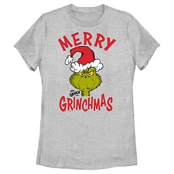 Juniors' Dr. Seuss The Grinch Merry Christmas Graphic Tee