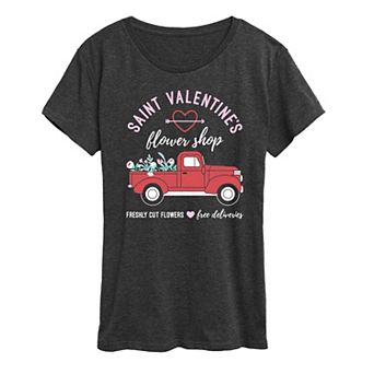 Women's Valentines Flower Truck Graphic Tee