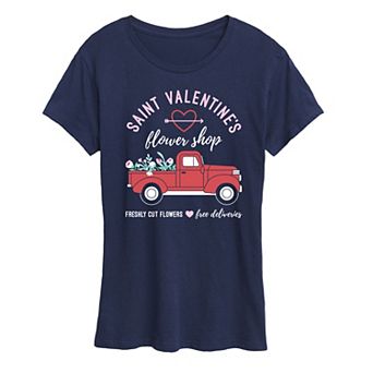 Women's Valentines Flower Truck Graphic Tee