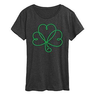 Women's Shamrock Hearts Line Art Graphic Tee