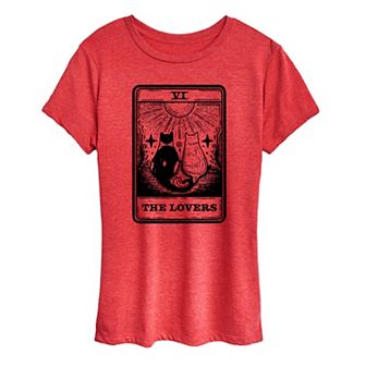 Women's The Lovers Tarot with Cats Graphic Tee