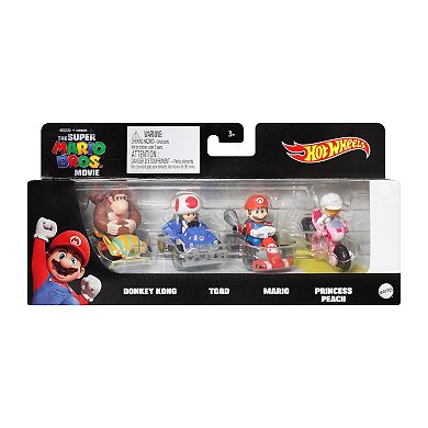 Mattel Hot Wheels Mario Kart Vehicle 4-Pack with 1 Exclusive Collectible Model