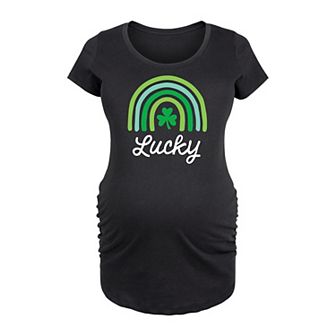 Maternity Lucky Green Rainbow Graphic Tee