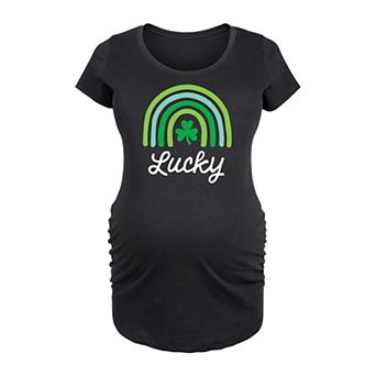 Maternity Lucky Green Rainbow Graphic Tee
