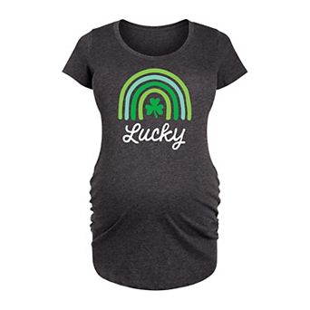 Maternity Lucky Green Rainbow Graphic Tee