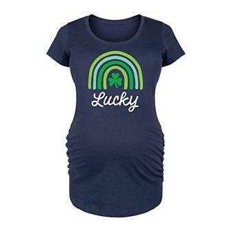 Maternity Lucky Green Rainbow Graphic Tee