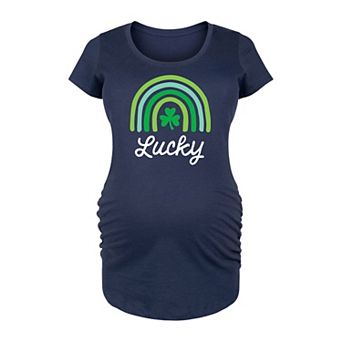 Maternity Lucky Green Rainbow Graphic Tee