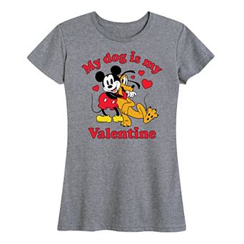 Disney's Mickey Mouse & Pluto Women's My Dog Is My Valentine Graphic Tee
