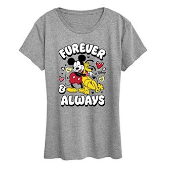 Disney's Mickey Mouse & Pluto Women's Furever And Always Graphic Tee