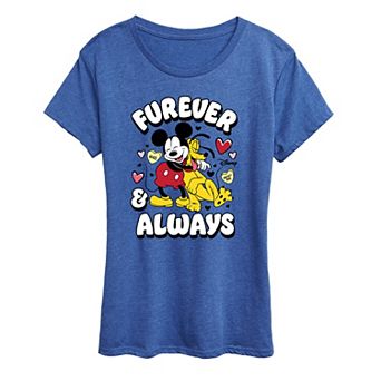 Disney's Mickey Mouse & Pluto Women's Furever And Always Graphic Tee