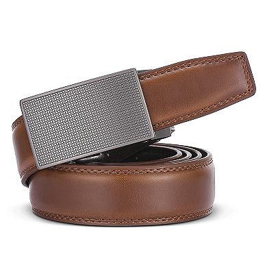 Men's Repeated Block Leather Ratchet  Belt