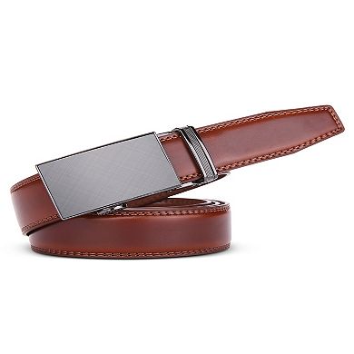 Men's Etched Charcoal Leather Ratchet Belt