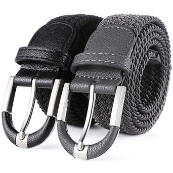 Men's Hopsack Weave 2- Pack Elastic Belt