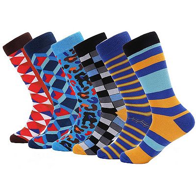 white christmas dresses 6 Pairs Mens Fashion Dress Socks Multi Color Designer Print Argyle Pat main image 1