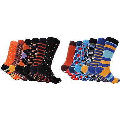 Men's Bold Designer Dress Socks 12 Pack