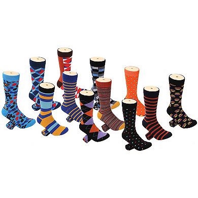 Men's Bold Designer Dress Socks 12 Pack