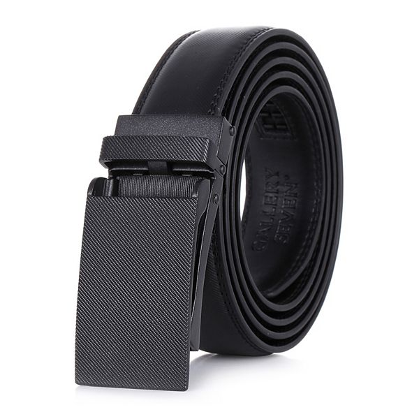 Men's Slanted Etch Leather Ratchet Belt