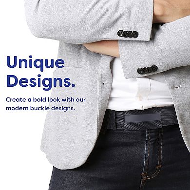 Men's Lozenge Plaque Leather Ratchet  Belt