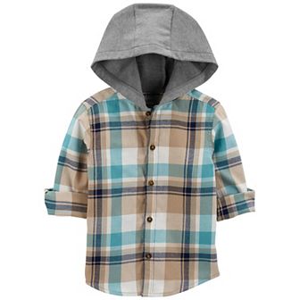 Toddler Boy Carter's Plaid Hooded Button-Front Shirt