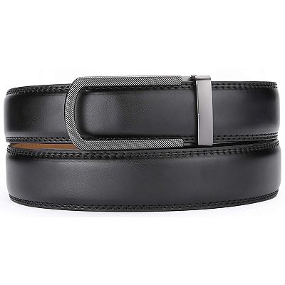 chinese dress ladies Mens Premium Leather Ratchet Belt | 1.5” Wide | Metallic Octagon main image 1