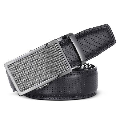 Men's Beveled Plaque Leather Ratchet Belt