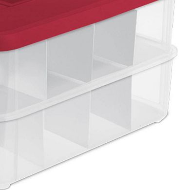 Sterilite 24 Compartment Stack And Carry Christmas Ornament Storage Box (4 Pack)