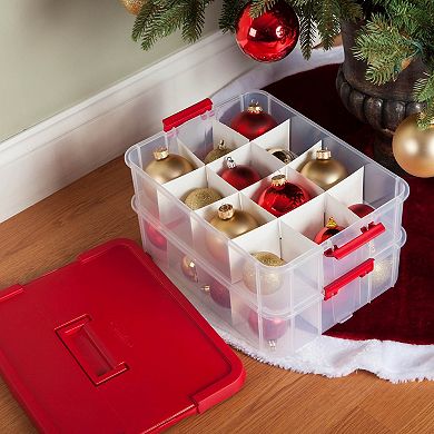 Sterilite 24 Compartment Stack And Carry Christmas Ornament Storage Box (4 Pack)