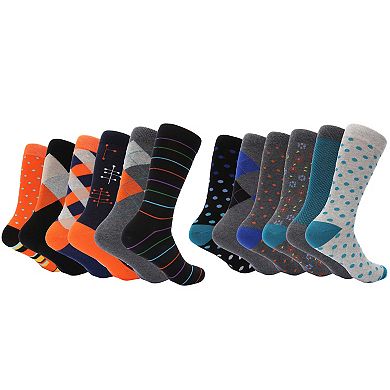 Men's Retro Collection Dress Socks 12 Pack