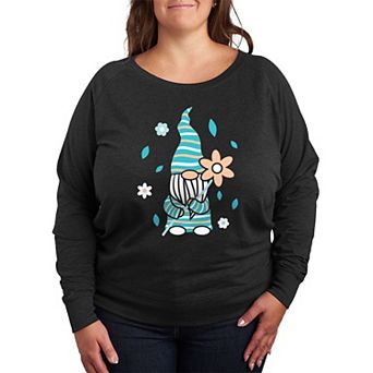 Plus Size Scandinavian Garden Gnome French Terry Long Sleeve Tee