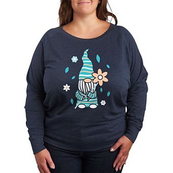 Plus Size Scandinavian Garden Gnome French Terry Long Sleeve Tee