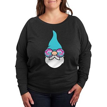 Plus Size Boho Gnome With Glasses French Terry Long Sleeve Tee