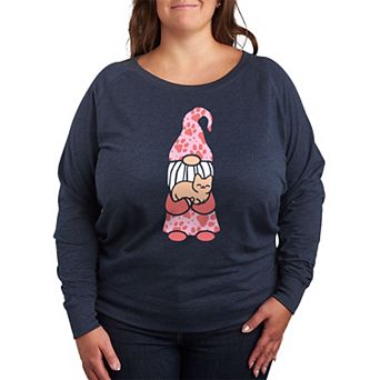 Plus Size Cat Gnome French Terry Long Sleeve Tee