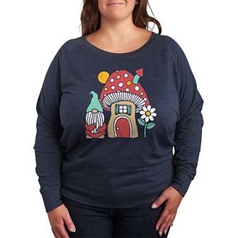 Plus Size Mushroom House French Terry Long Sleeve Tee